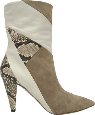 Aquazzura Calder Snake-Effect Ankle Boots in Multicolor Suede