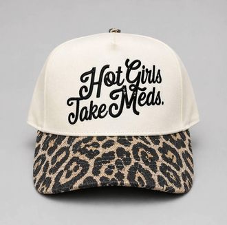 David and Young Unisex - Hot Girls Take Meds Trucker Hat In Leopard / Beige