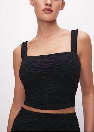 Good American Wide Scrunchie Crop Top In Black