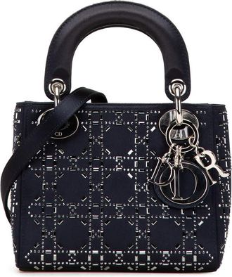 Dior Pre-owned Dior Mini Satin Cannage Strass Crystal Embellished Lady Dior 19-MA-1127