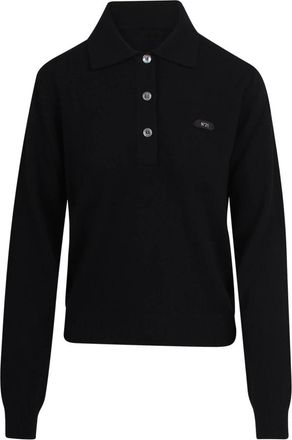 N&deg;21 Round-neck Knitwear, female, Black, 2XL, Wool Polo with Logo Patch