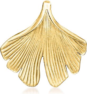 Ross-Simons 14kt Yellow Gold Satin and Polished Ginkgo Leaf Pendant