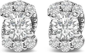 House of Brilliance Sterling Silver 1/3 Cttw Lab Grown Diamond Halo Swirl Stud Earrings at Nordstrom