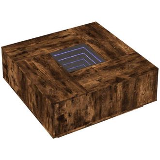 vidaXL Mesa De Centro Con Infinity Led Roble Ahumado 100x100x40 Cm Vidaxl