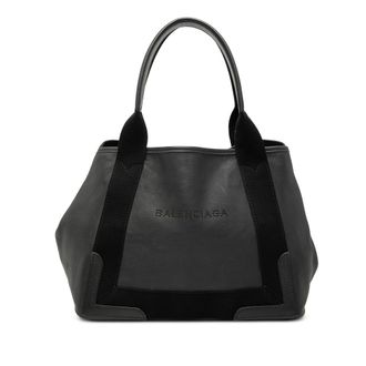 Balenciaga Tweedehands Kalfsleder Perforeerde Marineblauwe Cabas Tote S