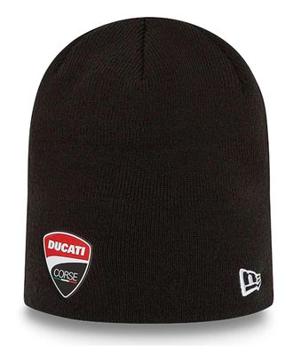 New Era Adults Knit Rubber Logo Ducati Motor Bike Logo Beanie Knit Hat Black