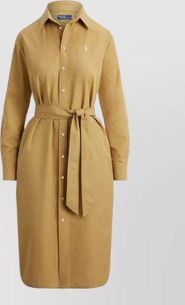 Polo Ralph Lauren cotton linen belted long sleeve midi shirt dress