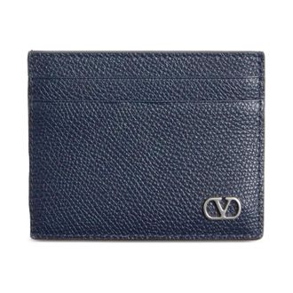 Valentino Garavani Accessoires, Heren, Blauw, ONE Size, Leer, VLogo Signature Kaarthouder