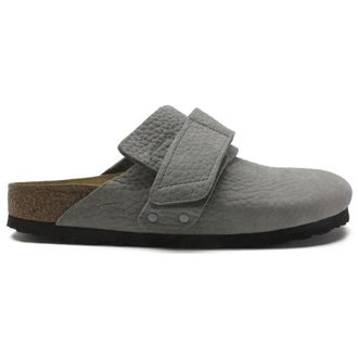 Birkenstock Nagoya Nubuck Leather Unisex Slides Sandals - Desert Buck Whale Gray - Size:UK 7.5