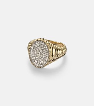 Yvonne L&eacute;on Yvonne L&eacute;on Chevali&egrave;re Ovale 9kt gold ring with diamonds