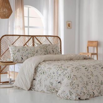 COTTON ARTEAN Funda n&oacute;rdica sat&eacute;n algodon 200 hilos beige 220x220 cama 135