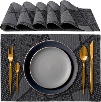 OEM Elegante Juego De Vajilla De 45 X 30 Cm, Ideal Para La Cena, El Almuerzo Y El Desayuno - Juego De 6 Piezas - Lavable, Resistente Al Calor, Antidesliza
