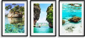 OEM P&oacute;ster De Pared Con Marcos Negros, Cuadros De Pared, Decoraci&oacute;n De Dormitorio, Mar