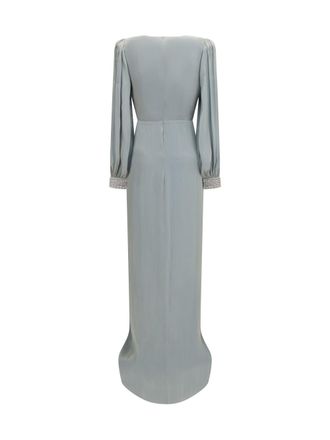 Nissa Womens Long Crossover Dress Green Polyester