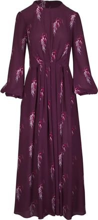 Adam Lippes Abito midi a fiori plissettato - Rosso