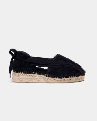 Naguisa Womens Dom Shearling Espadrilles In Black