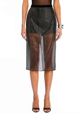 Retrof&ecirc;te Kitty Embellished Skirt In Black