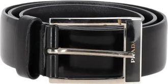Prada Pre-owned Logo Buckled Belt - Dames - Vintage Accessoires - Zwart - ONE Size - Leer - Vintage