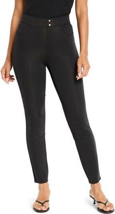 Nic+Zoe Scuba Knit Riding Pants in Black Onyx at Nordstrom Rack, Size Xx-Large