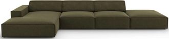 BLOOMINGLOFT 5-Sitzer Design Ecksofa Jodie mit Ottomane links - Samtbezug
