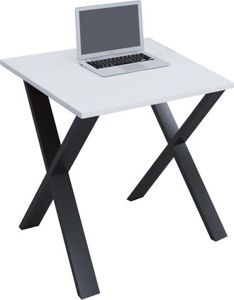 ebuy24 Vcm Wood Desk Al. 76 X An. 80 X P. 80 Cm Mesa De Ordenador Lisa Pies De Metal De Alta Calidad Mesa De Trabajo Muebles De Oficina - Lona X (negro / Bla