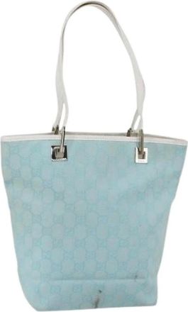 Gucci Pre-owned Canvas Tote Bag - Dames - Vintage Shopper - Blauw - ONE Size - Vintage