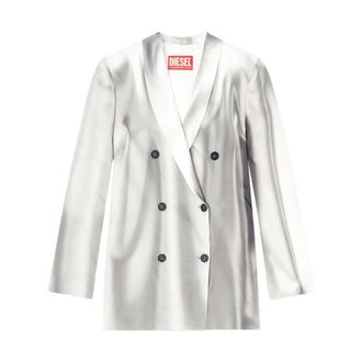 Diesel Dames, Jassen, Grijs, Maat: 2XS Leer