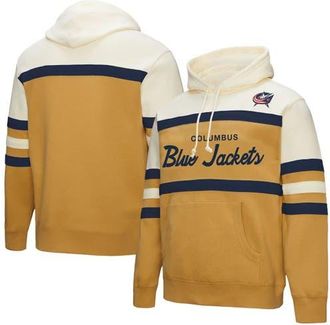 Mitchell & Ness Mens Mitchell & Ness Gold/Cream Columbus Blue Jackets Head Coach Pullover Hoodie at Nordstrom, Size Medium