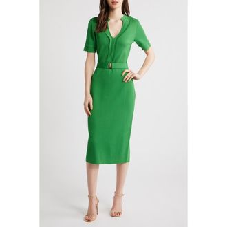 Elie Tahari The Zariyah Belted Midi Sweater Dress in Meadow at Nordstrom, Size X-Small