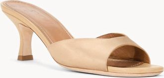 Staud Womens Brigitte Mule In Camel Peau De Soie