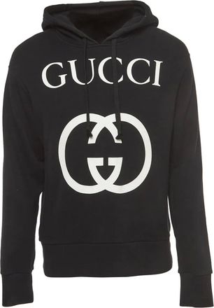 Gucci Felpa in cotone con logo e cappuccio - Nero