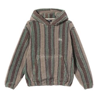 St&uuml;ssy Stripe Sherpa Hoodie Tannin 118438-TANN