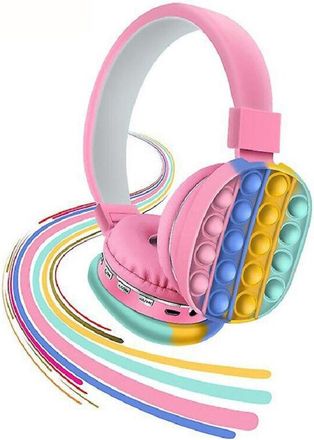 Trade Shop Trade Shop - Cuffie Popit Rosa Bambine Wireless Radio Bluetooth Arcobaleno Pieghevole Sd Usb