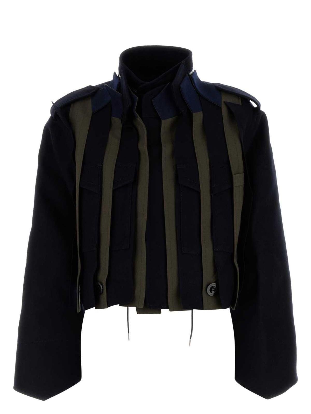 ブルゾン sacai Two-tone teddy and nylon bomber jacket (2407459 522) sacai Womens Two-Tone Teddy And Nylon Bomber Jacket | Size 2