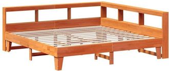 vidaXL Bookcase Bed without Mattress Wax Brown 200x200cm Solid Wood Pine Vidaxl