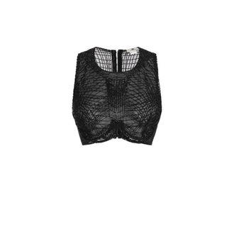 Elisabetta Franchi Dames, Tops, Zwart, Maat: 2XL Leer