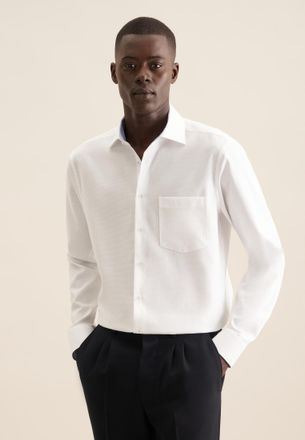 Seidensticker Businesshemd SEIDENSTICKER Regular, Herren, Gr. XXL46, normale &Auml;rmell&auml;ngen, weiss (wei&szlig;), 100% Baumwolle, gemustert, regular fit, 2-Knopf-Manschette, 