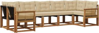 vidaXL Conjunto De Sof&aacute;s De Exterior 7 Uds. Natural Y Beige Vidaxl
