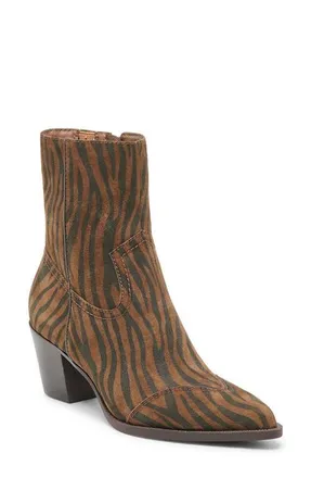 Dolce Vita Salma Bootie in Brown Zebra Suede at Nordstrom, Size 6.5