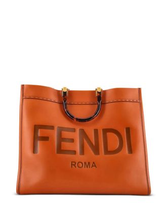 Fendi Sunshine Shopper Leather Large tote bag - Marrone