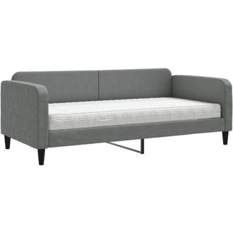 vidaXL Sof&aacute; Cama Con Colch&oacute;n Tela Gris Oscuro 90x190 Cm Vidaxl