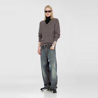 Diesel Half-zip sweater with layered neckline - Knitwear - Man - Multicolor