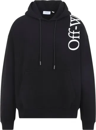 Off-white Relaxed Fit Black Hoodie with Vertical Text Detail