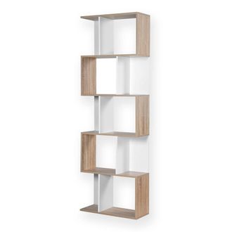 Calicosy Multi-Compartment Bookcase H180 Cm - Wood & White Finish in Light Brown