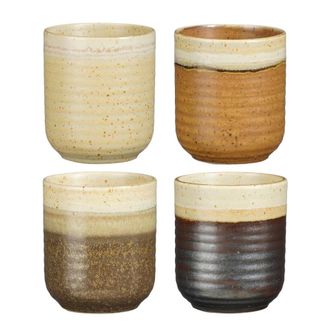 MiCa Decorations Taza con plato ethan marr&oacute;n h8.5xb7.5xl7.5cm