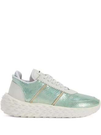 Giuseppe Zanotti Urchin snakeskin-effect lace-up sneakers - women - Leather/Rubber/Fabric - 37.5 - Blue