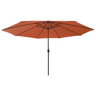 Berkfield Home Outdoor Parasol with LED Lights & Metal Pole 400 cm Terracotta in Brown