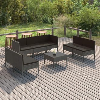 vidaXL Vidaxl - Set De Muebles De Jard&iacute;n 8 Pzas Y Cojines Rat&aacute;n Sint&eacute;tico Gris