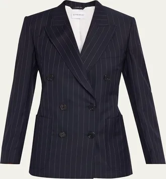 Givenchy Double-Breasted Pinstripe Wool Jacket