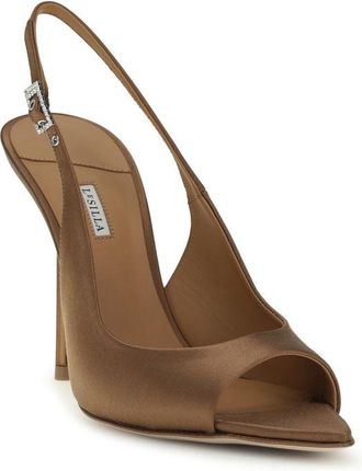 Le Silla Womens Bella Chanel Heel Brown Silk